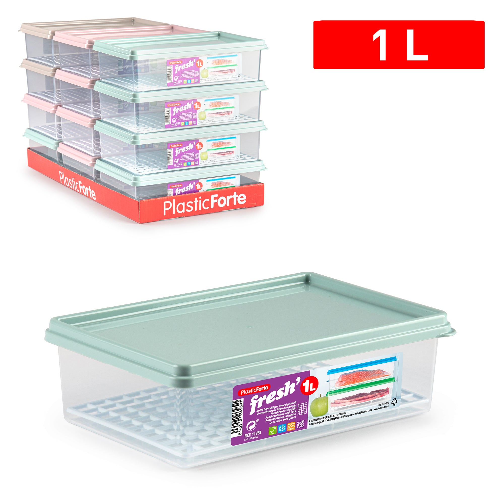 PLASTICFORTE CONTEN FRESH C/GRIGLIA 1LT SURT VRM
