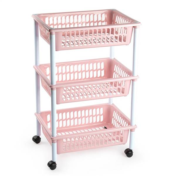 PLASTICFORTE CARRELLO A 3 PIANI ROSA 