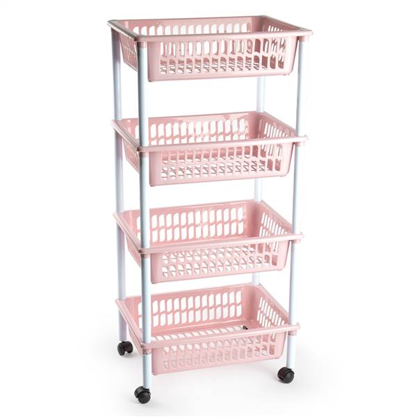 PLASTICFORTE CARRELLO A 4 PIANI ROSA 