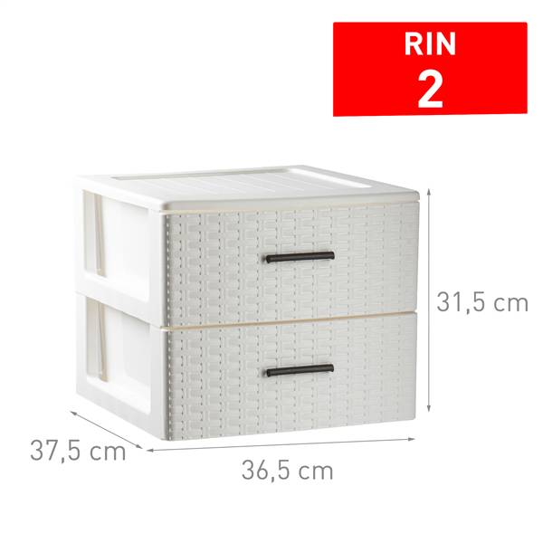 PLASTICFORTE CASSETTIERA 2CASS RATTAN BLANCO ROTO