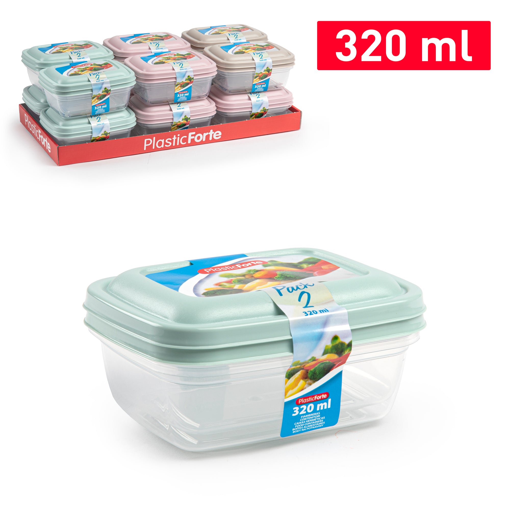 PLASTICFORTE SET 2 CONTENITORI 320ML SURT VRM