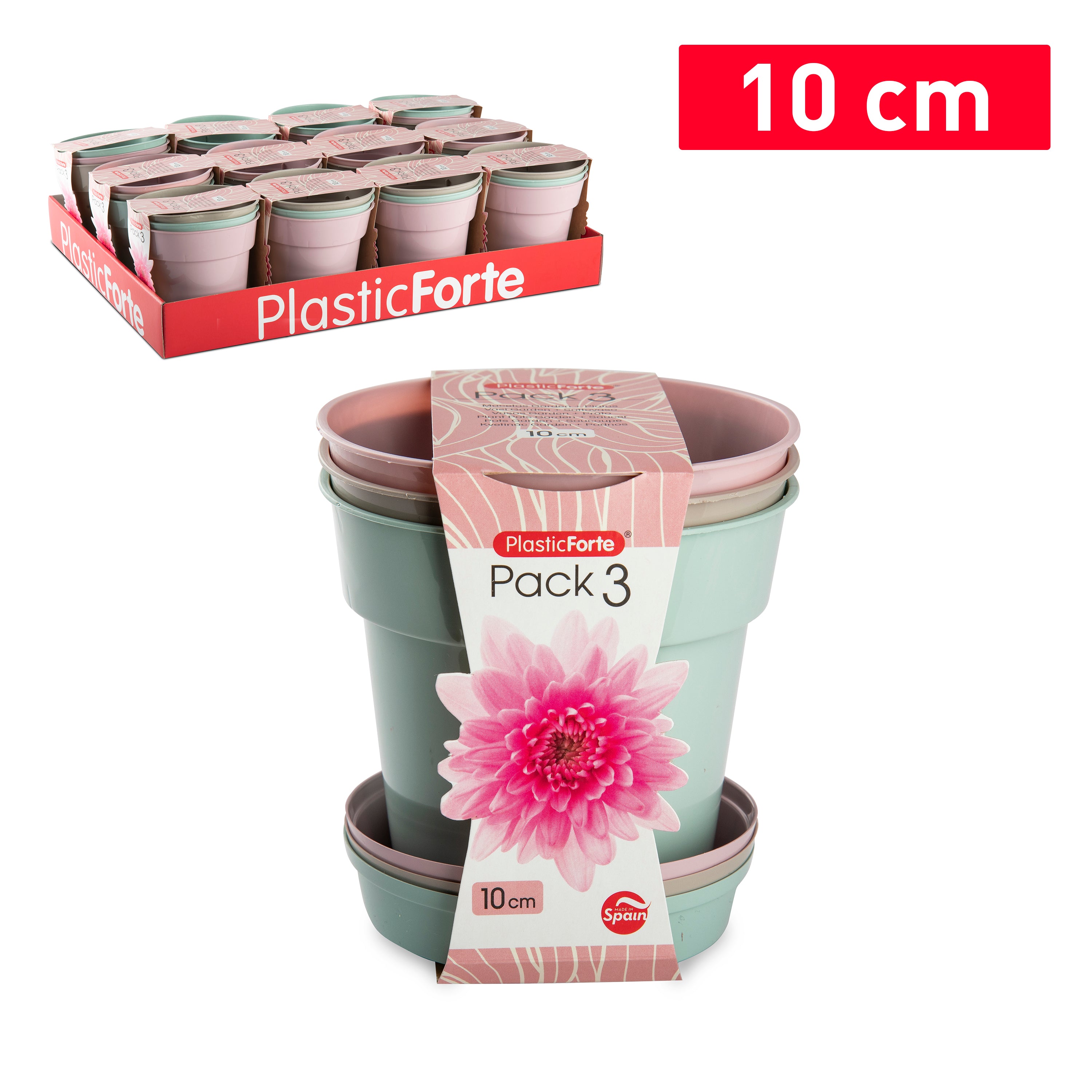 PLASTICFORTE PACK 3VASIGARDEN 10CM+SOTT0 VASO SURT VRM
