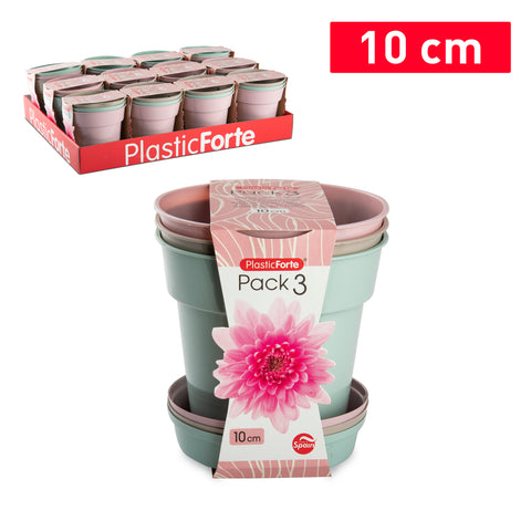 Plasticforte Pack 3vasigarden 10cm+sott0