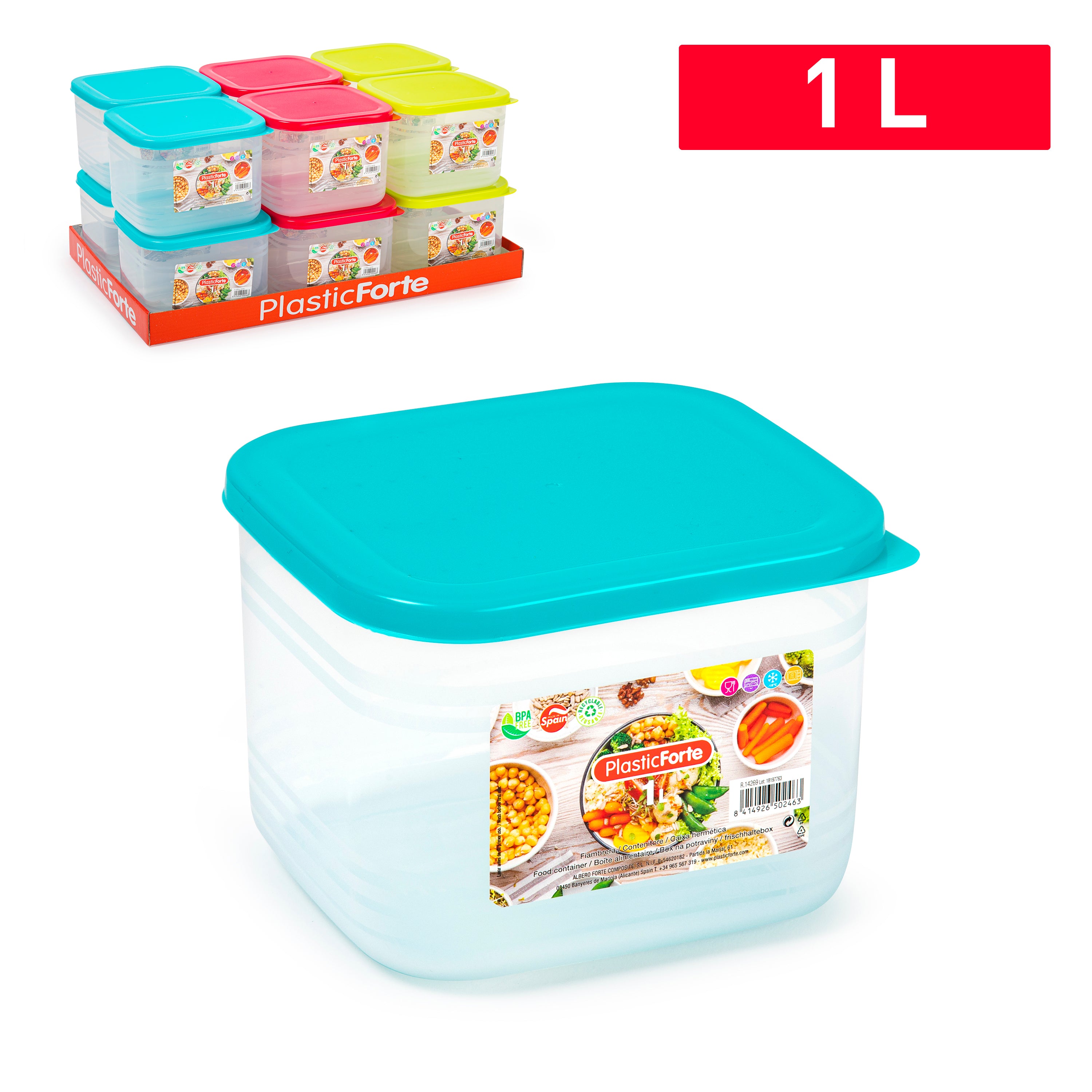 PLASTICFORTE CONTEN BENTO QUADRATO 1LT