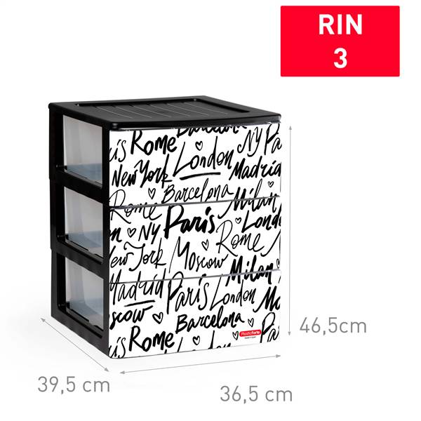 PLASTICFORTE CASSETTIERA 3CASS RIN BLACK CITY