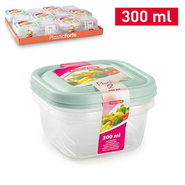 PLASTICFORTE CONTENITORI 2PZ 300ML QUADR SURT VRM