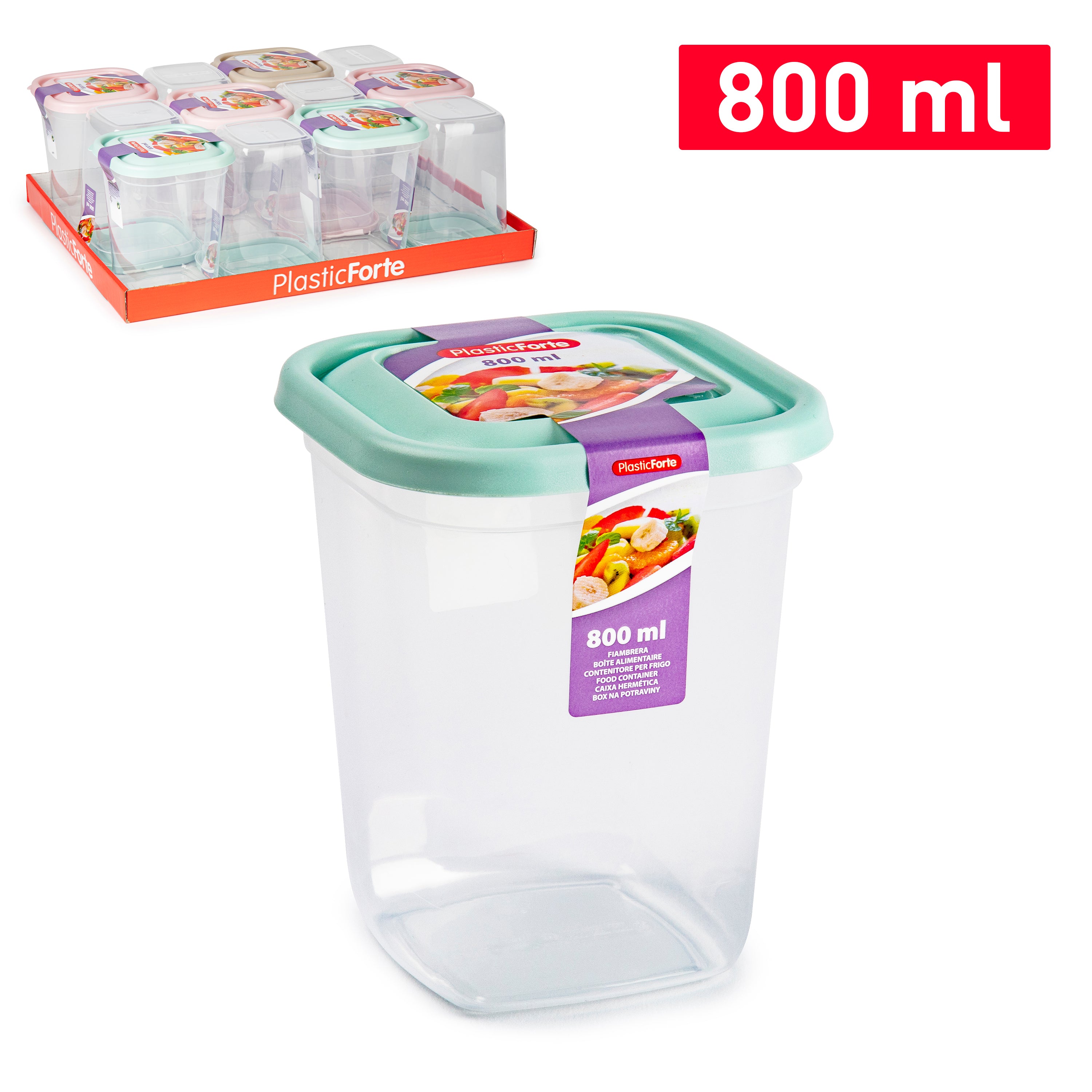 PLASTICFORTE CONTEN QUADRATO 800ML SURT VRM
