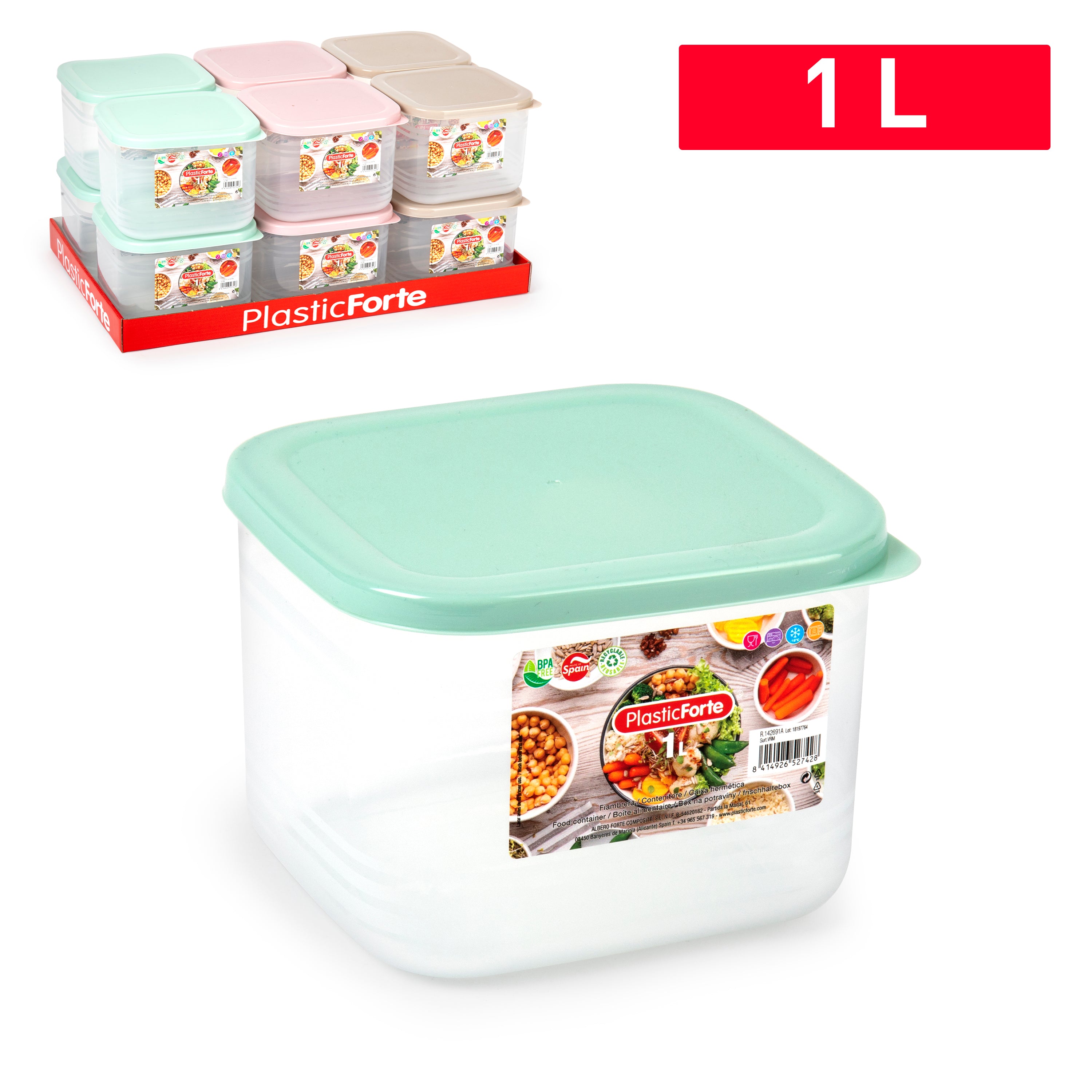 PLASTICFORTE CONTEN BENTO QUADRATO 1LT SURT VRM