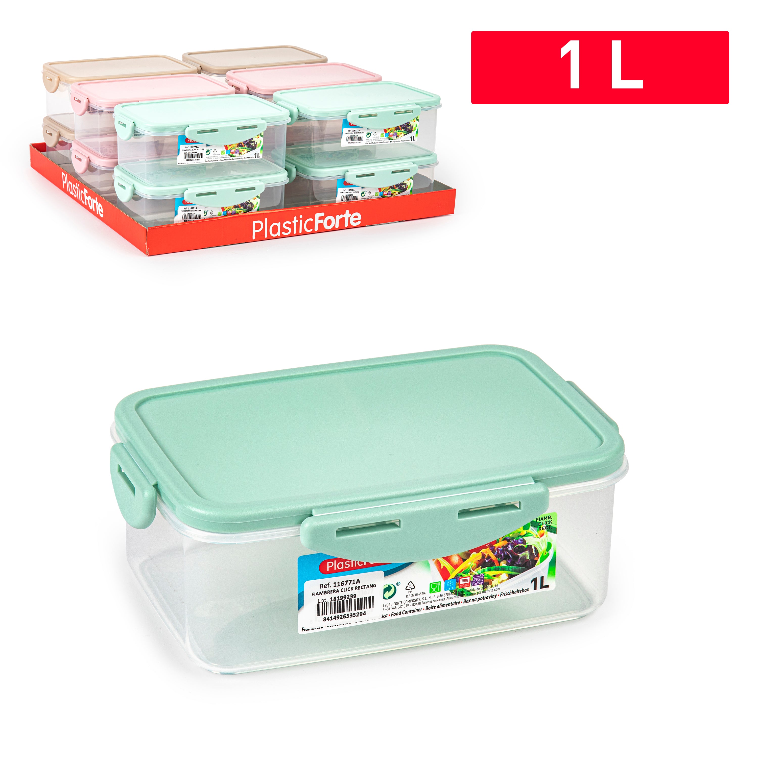 PLASTICFORTE CONTEN CLICK RETT 1LT SURT VRM