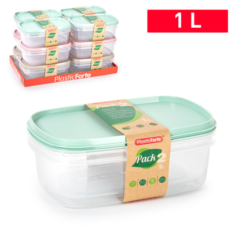 PLASTICFORTE PACK 2 CONTENITORI 1LT SURT VRM - Infinity Home Store