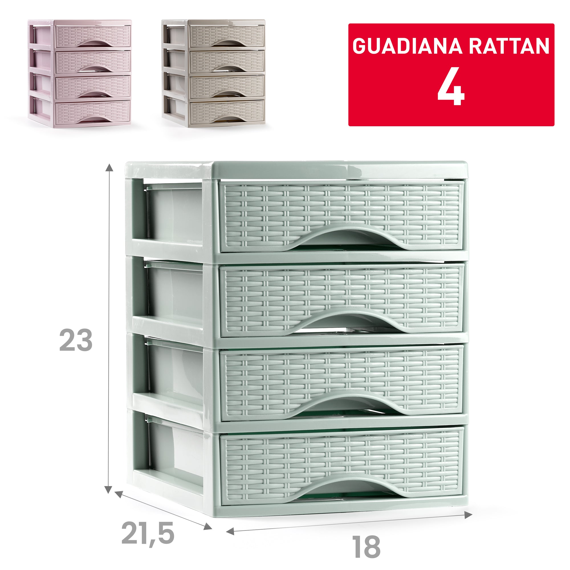 PLASTICFORTE CASSETTIERA GUADIANA 4CASS RATTAN