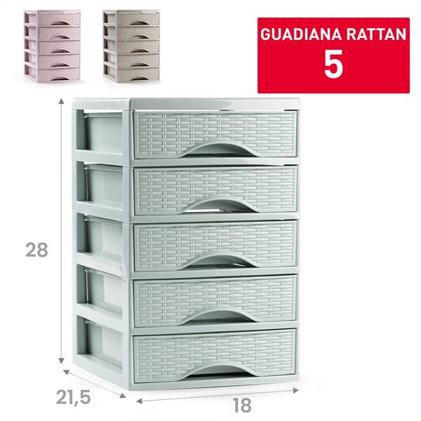 PLASTICFORTE CASSETTIERA GUADIANA 5CASS RATTAN