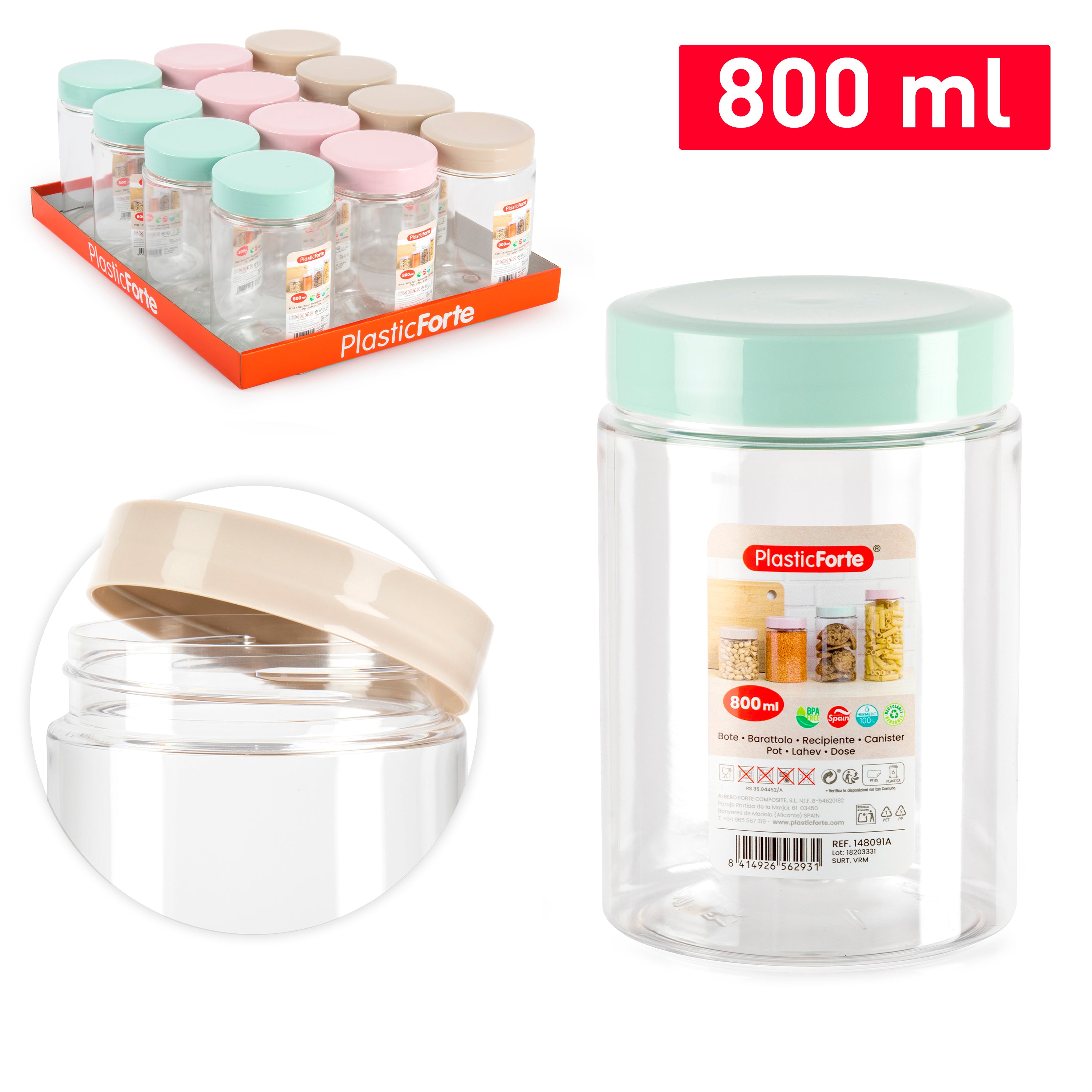 PLASTICFORTE BARATTOLO MONTECARLO 800ML SURT VRM