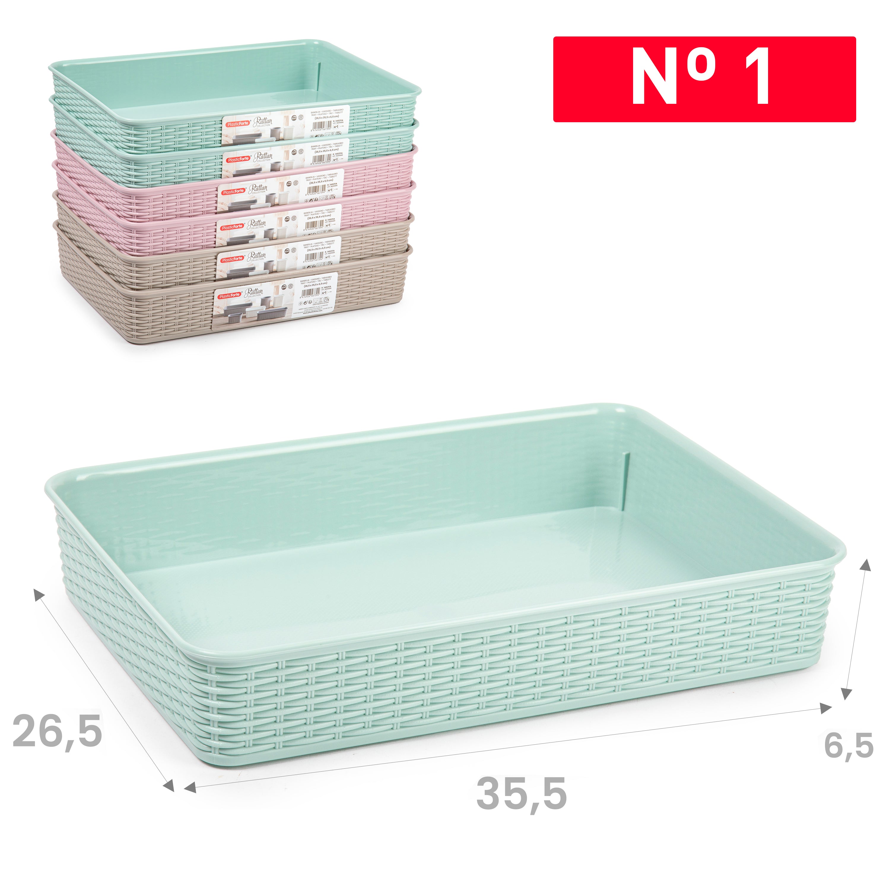 PLASTICFORTE VASSOIO VIMINI SURT VRM 26.5X35.5X6.5CM