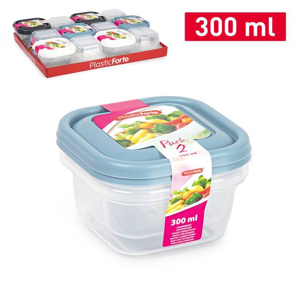 PLASTICFORTE CONTENITORI 2PZ 300ML QUAD SURTIDO BAG