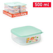 PLASTICFORTE CONTEN BENTO QUADRATO 500ML SURT VRM