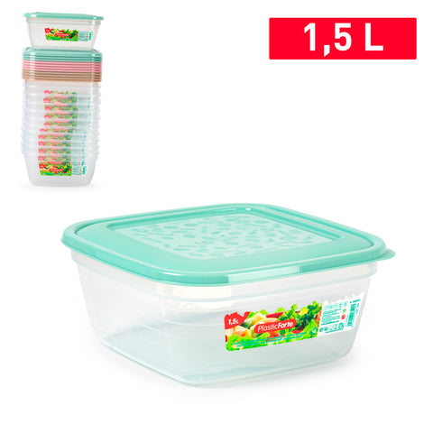 PLASTICFORTE CONTENITORE CLASSIC QUADRATO 1,5LT SURT VRM - Infinity Home Store