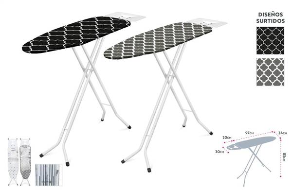 HERSIG TAVOLO DA STIRO BASIC NERO/GRIGIO 
