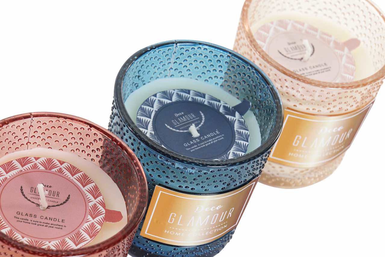 ITEM CANDELA CRISTALLO CERA 7X7X8 3 MOD