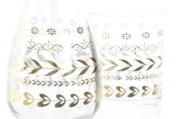 ITEM SET BAGNO 2PZ CRISTALLO FOGLIE DORA 