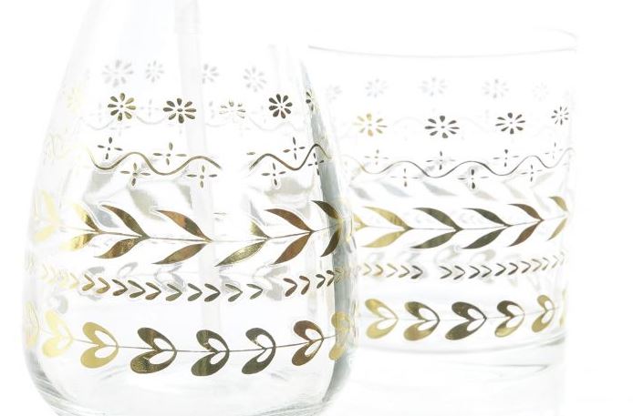ITEM SET BAGNO 2PZ CRISTALLO FOGLIE DORA