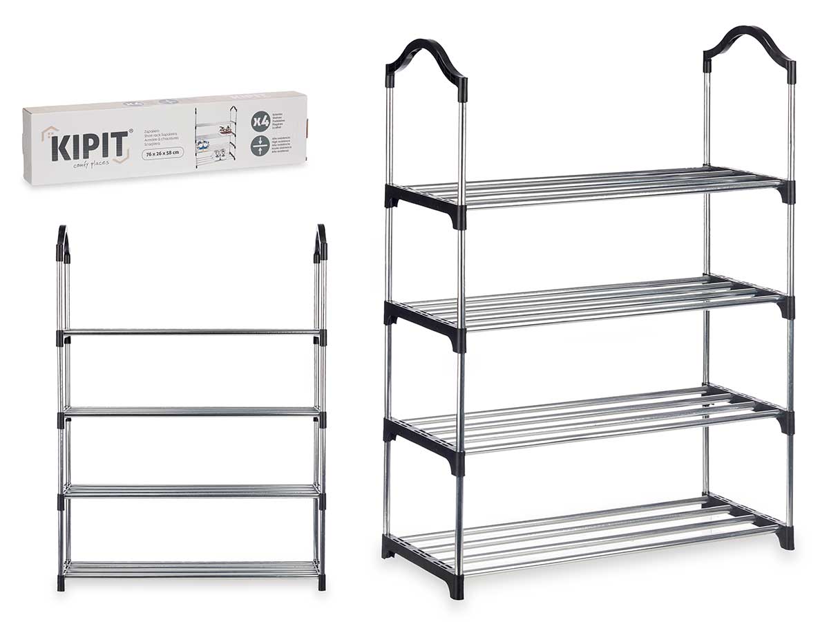 ARTE REGAL SCARPIERA 4 PIANI 4 BARRE RIPIANI NERI CM.26X76X58