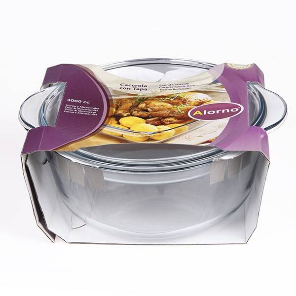 COK ALORNO CASSERUOLA VETRO C/COP 3LT 