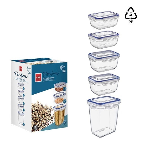 COK SET 5 CONTENITORI ERMETICI 2X0,8+2X1+2L