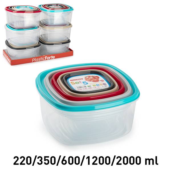 PLASTICFORTE CONTENITORI 5PZ QUADRATI URBAN GAMMA ELEGANCE