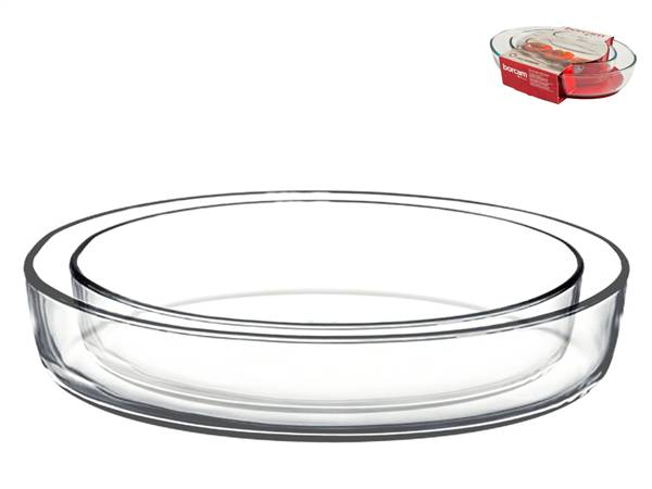 BORCAM SET 2 TEGAMI VETRO OVALE CM26/35 35CMX24CM - 18CMX26CM
