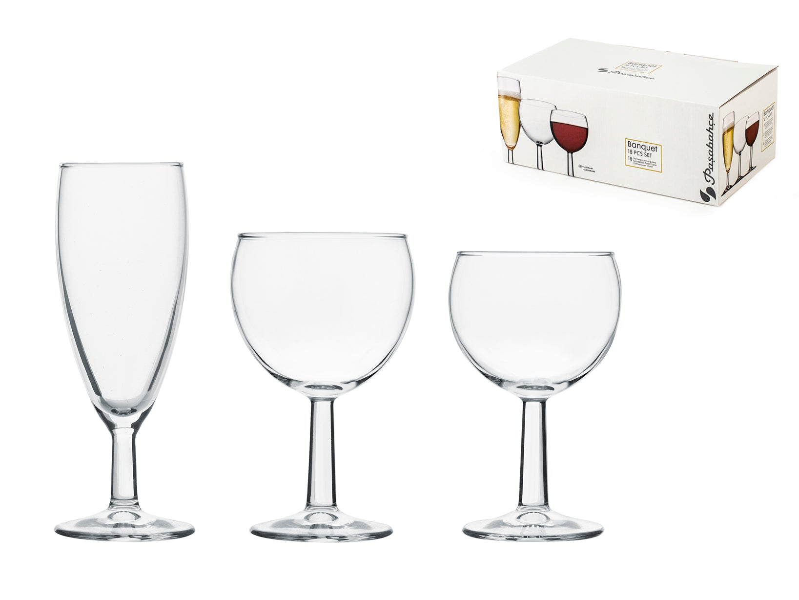 PASABAHCE SERVIZIO BICCHIERI VETRO 18PZ