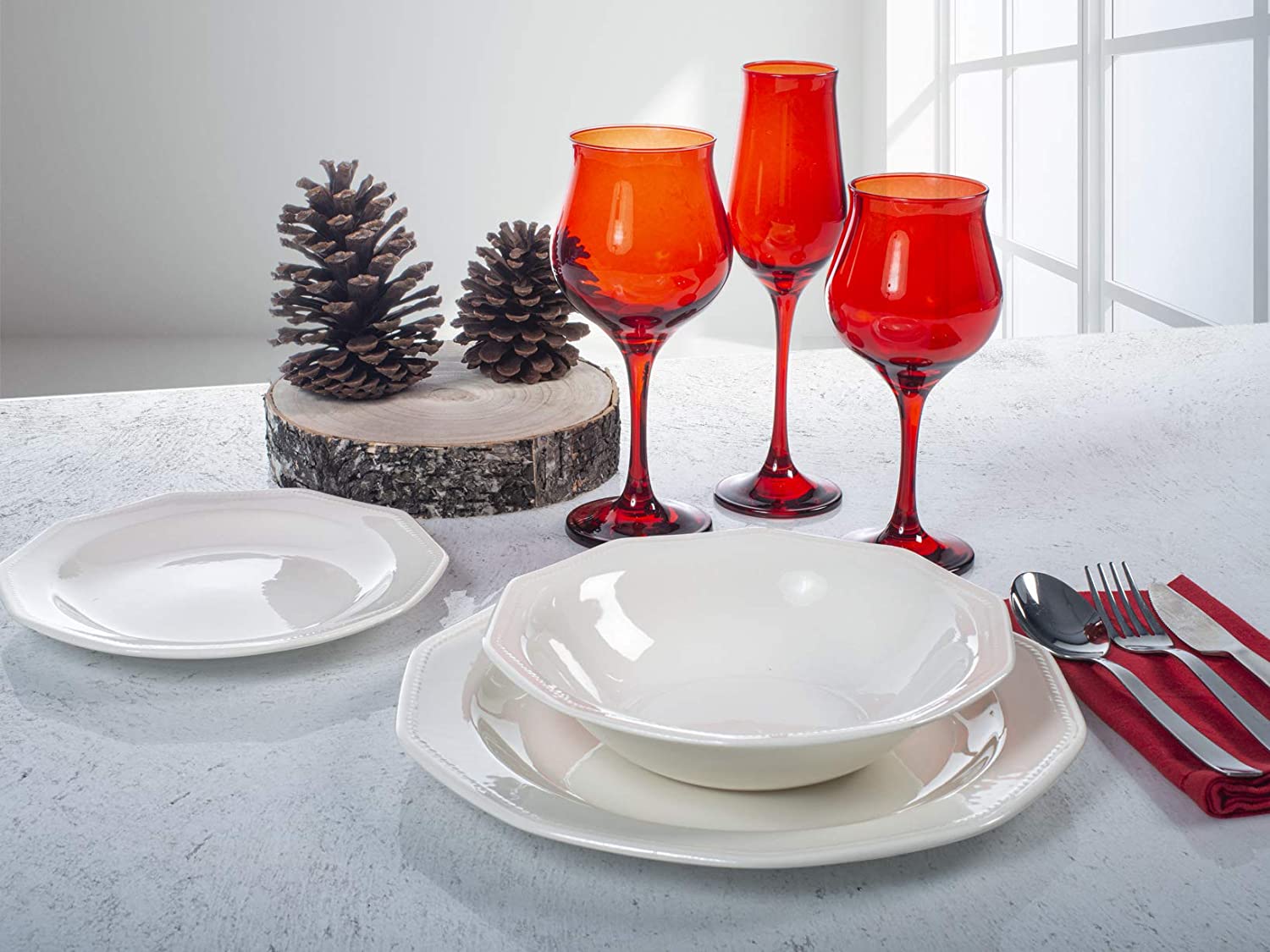 PASABAHCE CALICI FLUTE 6PZ ROSSI WAVY