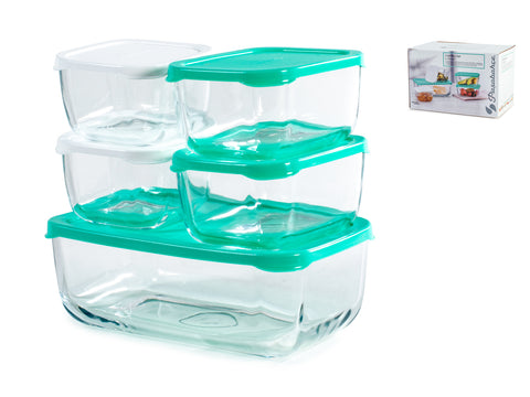 PASABAHCE SET 5 CONTENITORI VETRO - Infinity Home Store