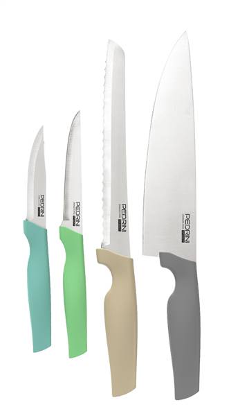 PEDRINI SET COLTELLI MANICO ACTIVE DOUBL PANE+CHEF+SBUCCIATORE+SBUCCIATORE E LAMA 10CM