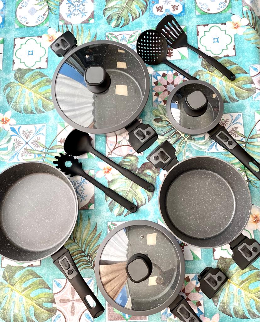 BAVARIA BATTERIA PIETRA 24PZ GRIGIE ADATTA SU TUTTI PIANI DI COTTURA