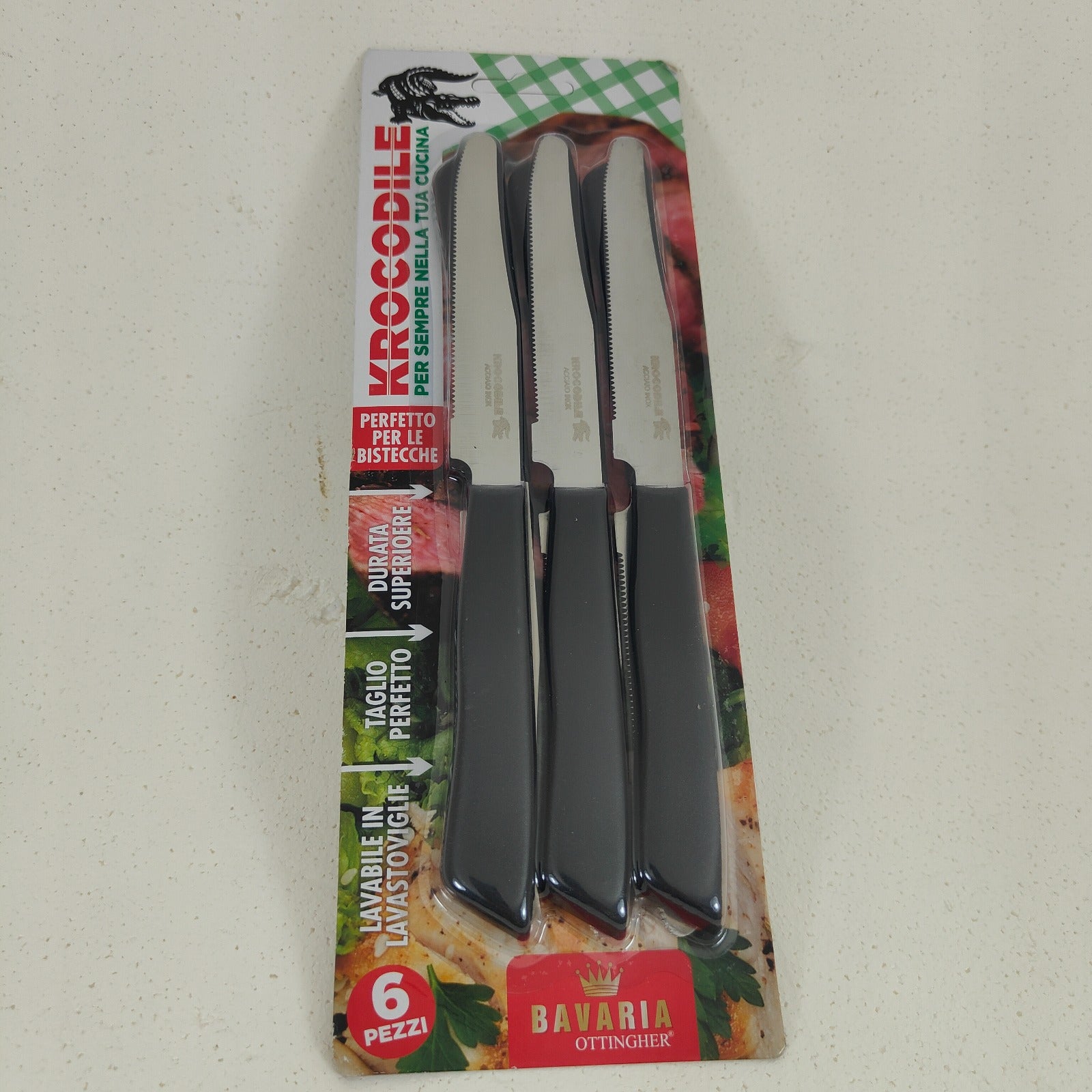 KROCODRILE COLTELLI TAVOLA 6PZ NERO