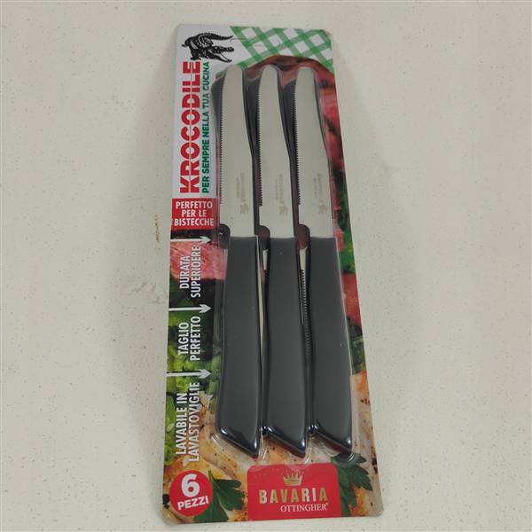 KROCODRILE COLTELLI TAVOLA 6PZ NERO 