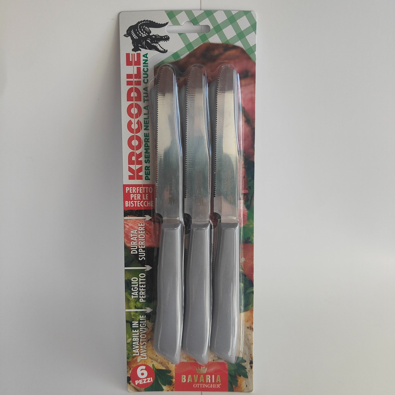 KROCODRILE COLTELLI TAVOLA 6PZ GRIGIO