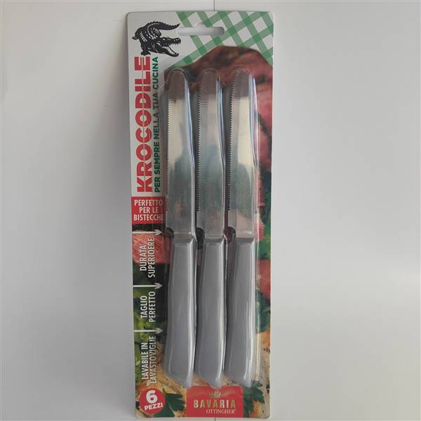 KROCODRILE COLTELLI TAVOLA 6PZ GRIGIO 