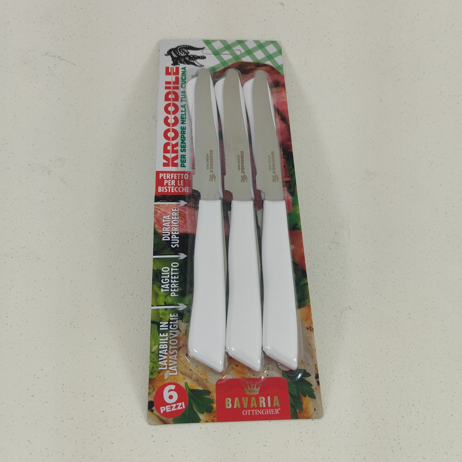 KROCODRILE COLTELLI TAVOLA 6PZ BIANCO