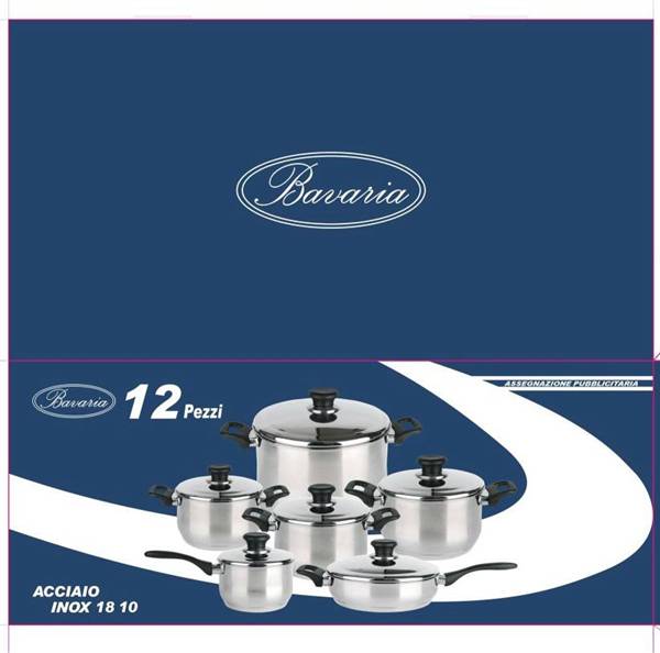 BAVARIA BATTERIA DI PENTOLE 12PZ P/CIECO 