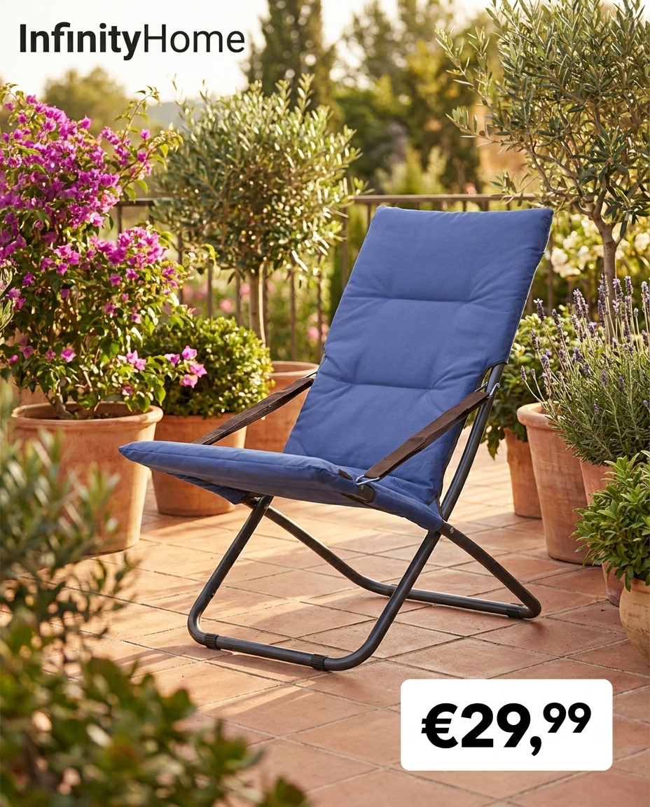 Sedia relax blu in giardino