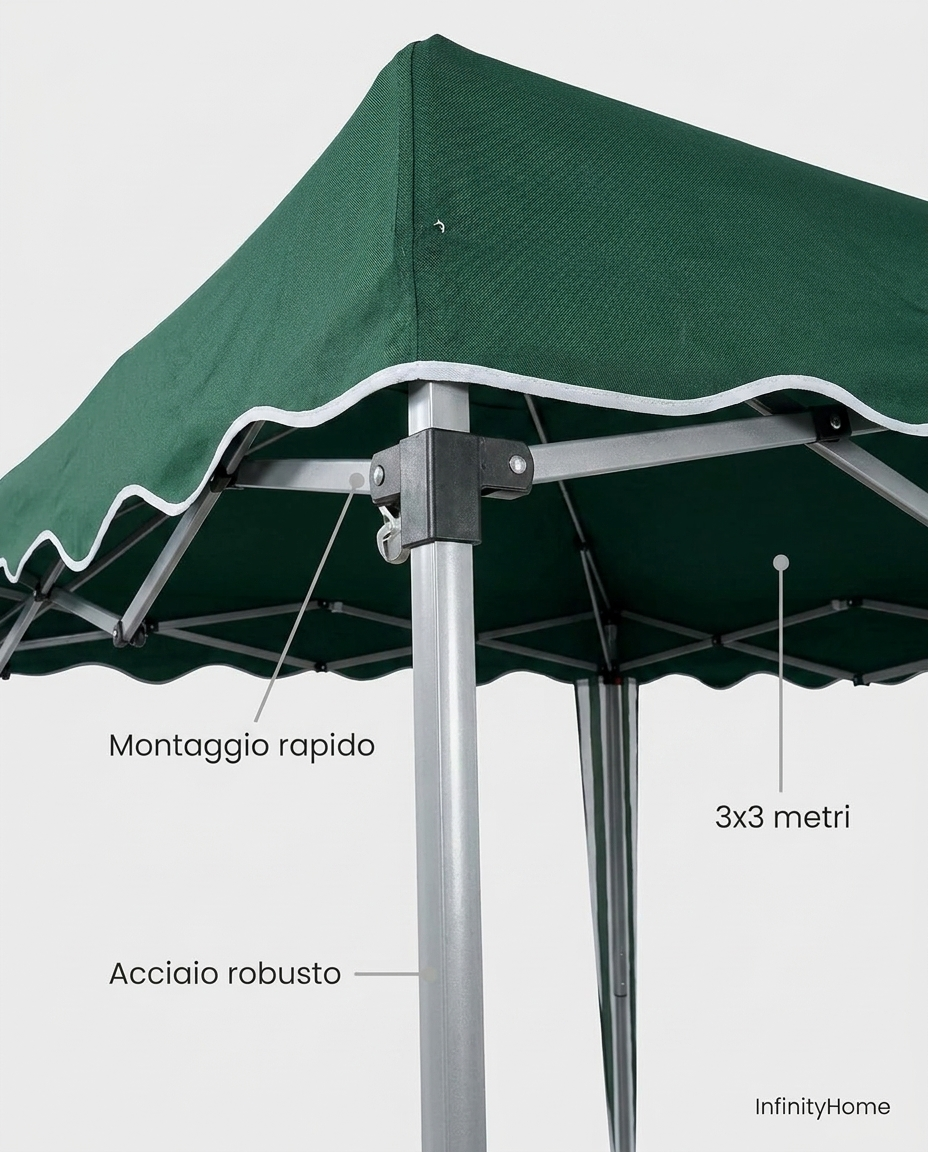 Gazebo verde 3x3 - dettaglio