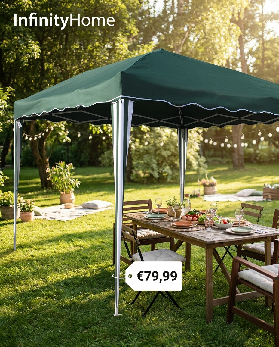 Gazebo verde 3x3 in giardino
