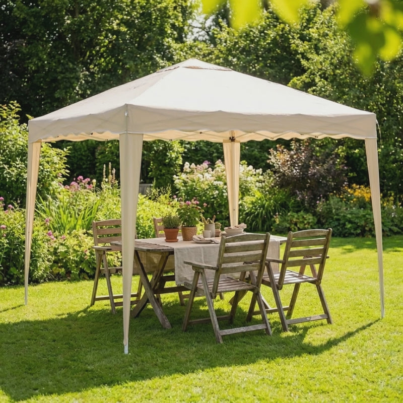 Video gazebo pieghevole beige 3x3 montato in giardino